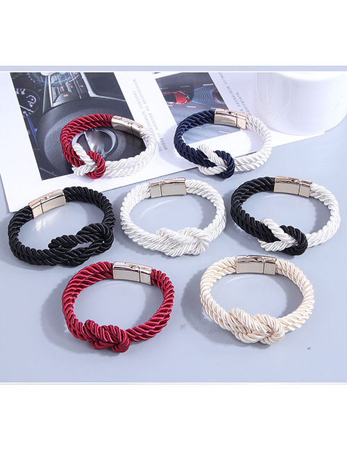 Fashion Black And White Colorblock Cord Braided Knotted Bracelet