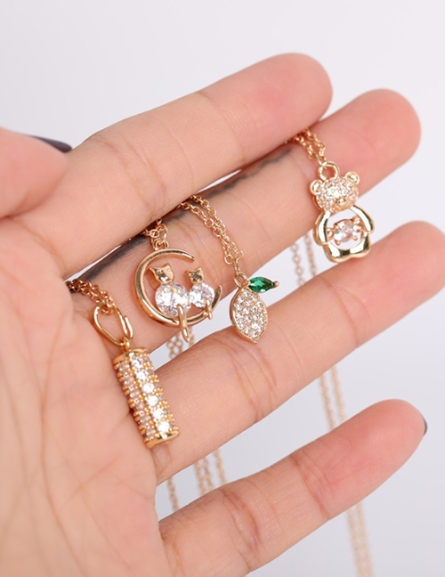 Fashion Moon Cat Copper Diamond Cat Necklace