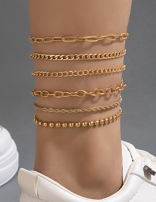 Fashion Gold Color Alloy Skeleton Chain Anklet Set