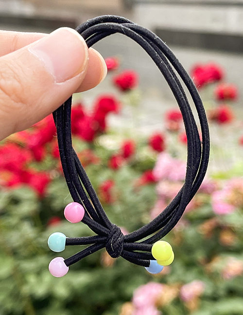 Fashion Black Resin Multilayer Bead Hair Rope