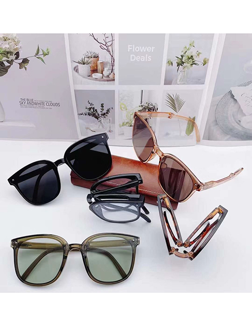 Fashion Leopard Print (sunglasses) Pc Foldable Square Large Frame Sunglasses
