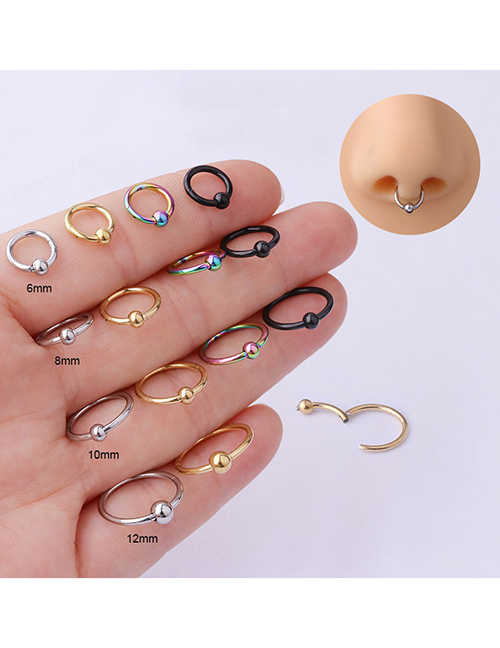 Fashion 704-steel Color Stainless Steel Seamless Closed Pierced Nose Ring