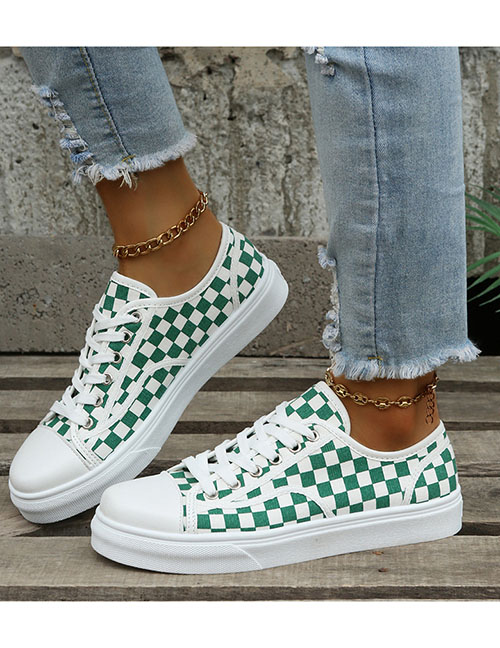 Fashion Black Canvas Checkerboard Lace-up Shoes