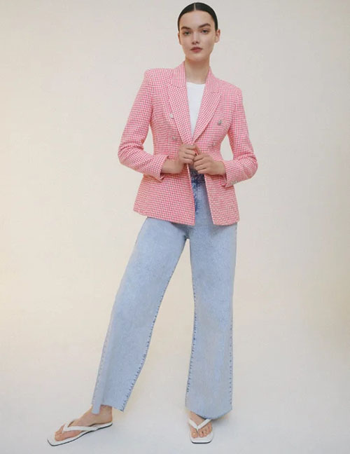 Fashion Pink Houndstooth Blazer