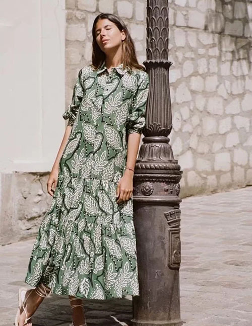 Fashion Green Printed Dress