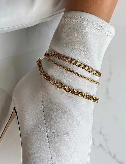 Fashion Gold Titanium Twist Chain Anklet