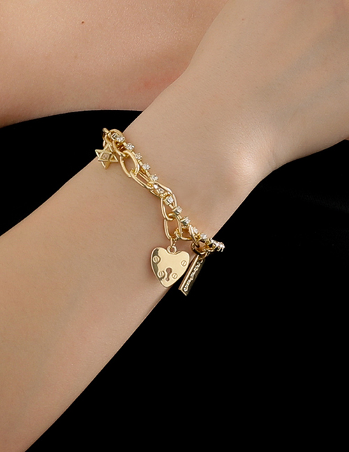 Fashion Gold Stainless Steel Love Letter Tag Bracelet