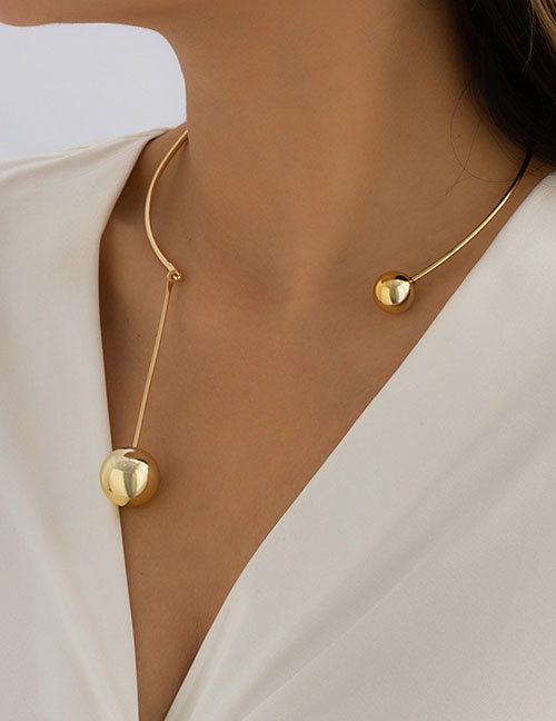 Fashion Gold 5114 Geometric Ball Open Collar