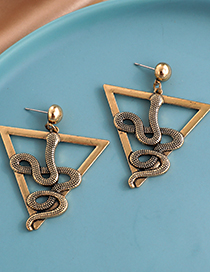 Fashion Golden Alloy Triangle Hollow Snake-shaped Earrings