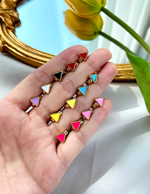 Fashion White Copper Dripping Triangle Earrings