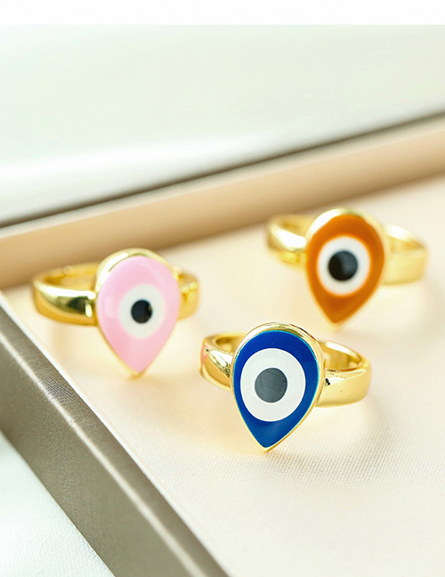 Fashion Orange Copper Drop Oil Drop Eye Ring