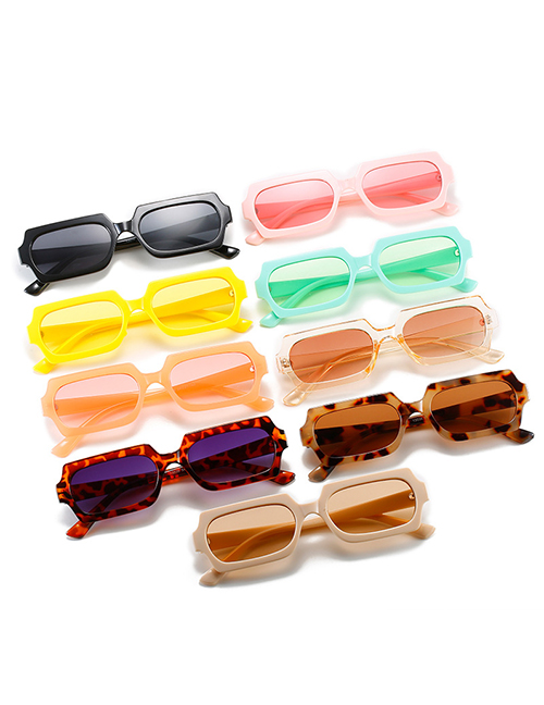 Fashion Rice White Frame Light Tea Slices Polygon Small Frame Sunglasses