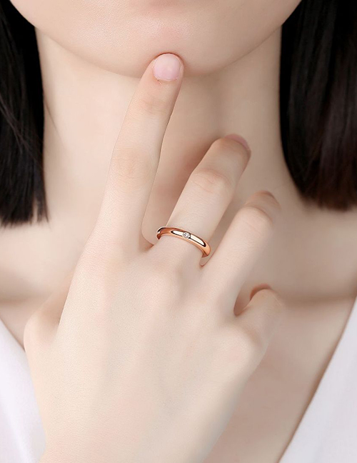 Fashion Rose Gold Color Metal Diamond Geometric Ring