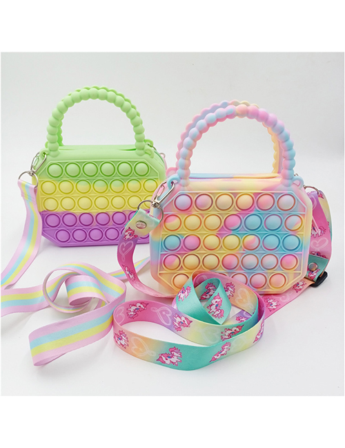 Fashion Rainbow (including Straps) Silicone Bag-shaped Color Press Decompression Messenger Bag