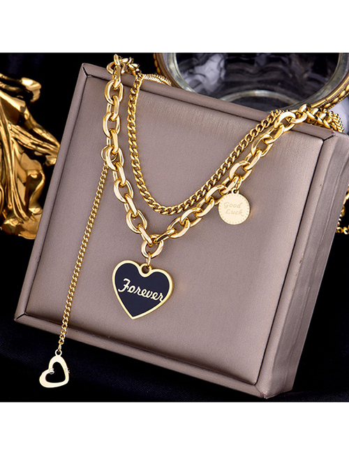 Fashion Gold Titanium Steel Letter Love Multi-layer Necklace