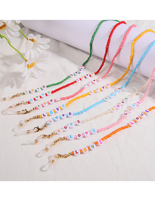 Fashion Blue Solid Color Beige Beads Alphabet Beads Beaded Glasses Chain