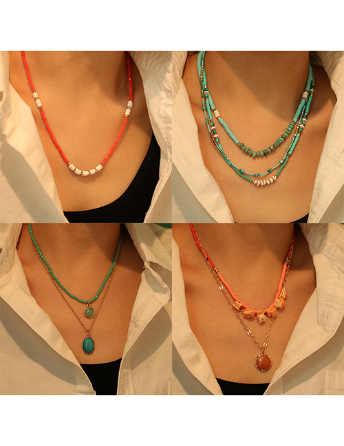 Fashion Style Nineteen Alloy Clay Beaded Geometric Multilayer Necklace