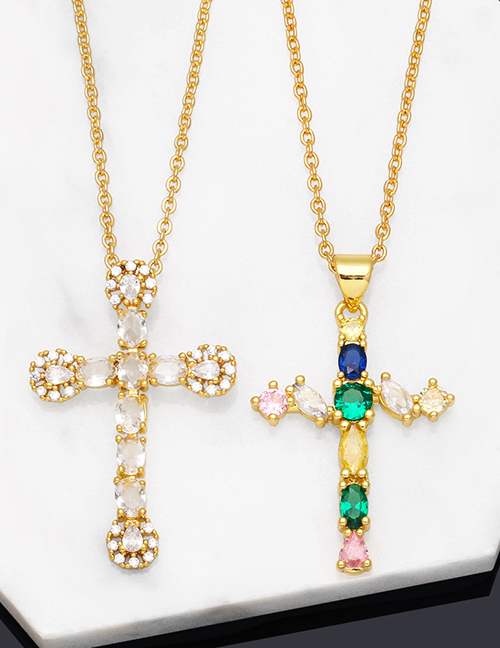 Fashion A Brass Diamond Cross Necklace