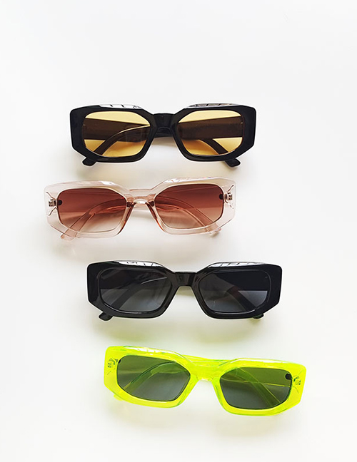 Fashion Fluorescent Yellow Resin Square Sunglasses