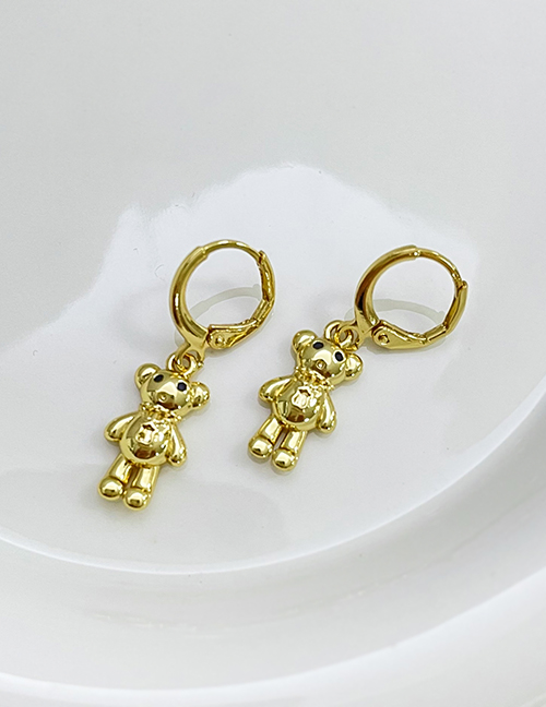 Fashion Gold Copper Bear Drop Earrings