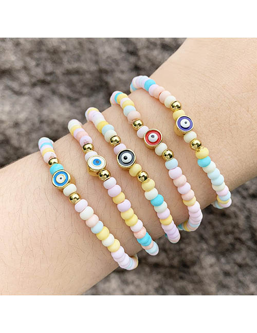 Fashion Red Colorful Rice Beads Beaded Oil Eye Bracelet