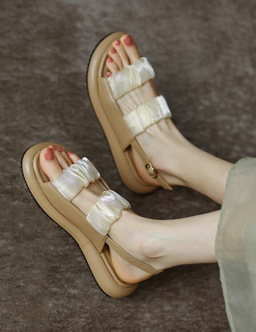 Fashion Creamy-white Platform Flat Sandals