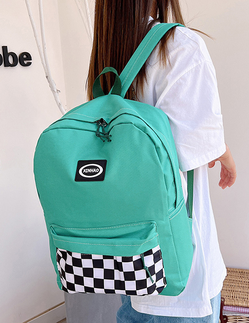 Fashion Blue Checkerboard Large Capacity Backpack