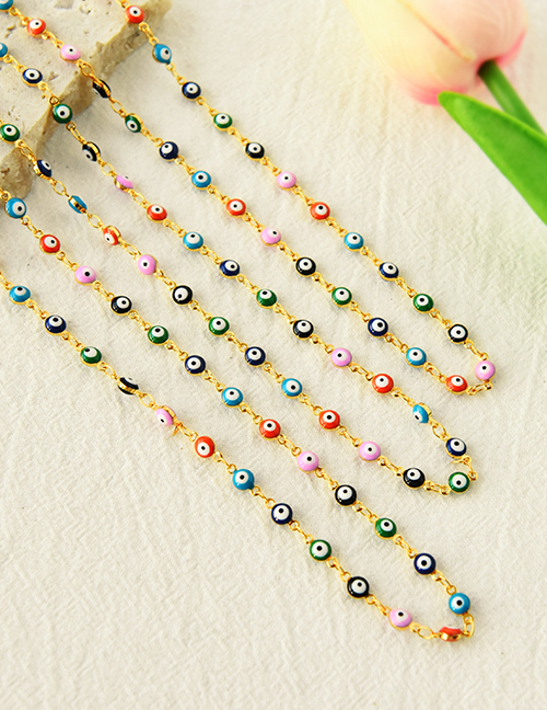 Fashion Color Copper Dripping Eyes Necklace (42cm)