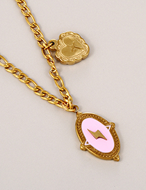 Fashion Gold Titanium Steel Drop Oil Geometric Love Necklace