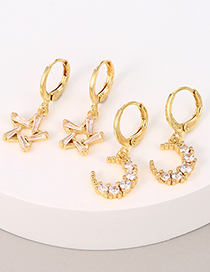 Fashion Gold Copper Inlaid Zircon Crescent Earrings