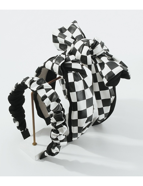 Fashion Checkerboard Folds Fabric Checkerboard Pleated Broad-side Headband