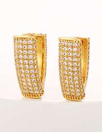 Fashion Gold Copper Inlaid Zirconium V-shaped Ear Ring