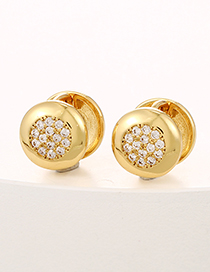 Fashion Gold Copper Inlaid Zirconium Round Ear Ring