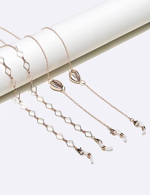 Fashion Complete Set Pure Copper Heart Shell Diamond Glasses Chain Set