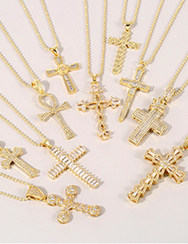 Fashion Gold-10 Bronze Zirconium Cross Necklace