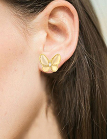 Fashion Gold Alloy Opal Butterfly Stud Earrings