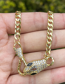 Fashion Gold Copper Zirconium Thick Chain Snake Head Necklace