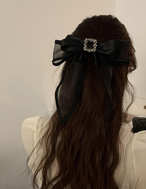 Fashion Black Square Diamond Mesh Bow Headband