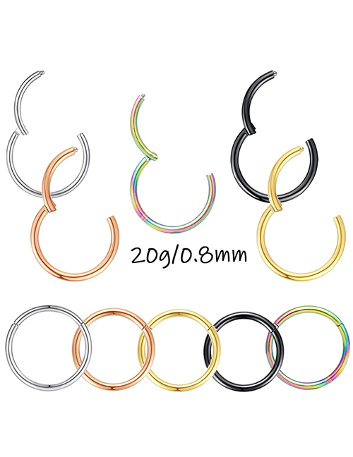 Fashion Gold-0.8*10mm Stainless Steel Thin Rod Piercing Geometric Nose Ring
