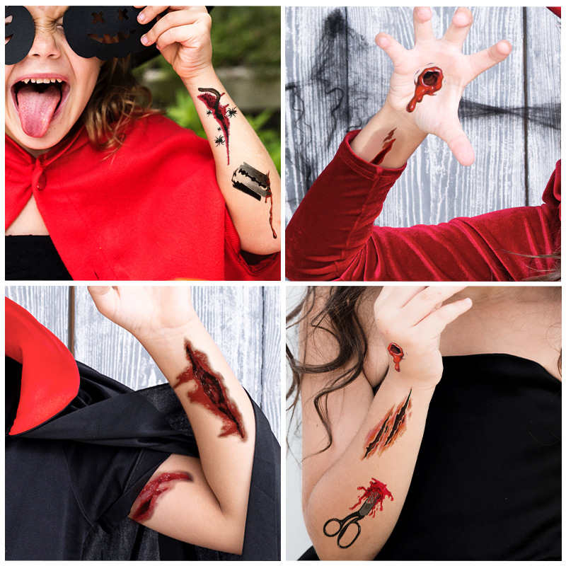 Fashion Ws-k164 (2pcs) Halloween Scar Tattoo Stickers
