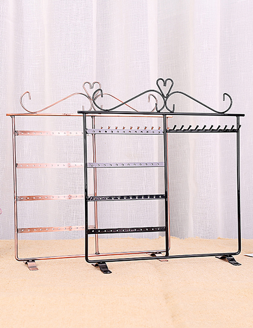 Fashion Bronze 32 Holes 6 Hooks Metal Wrought Iron Square Display Stand