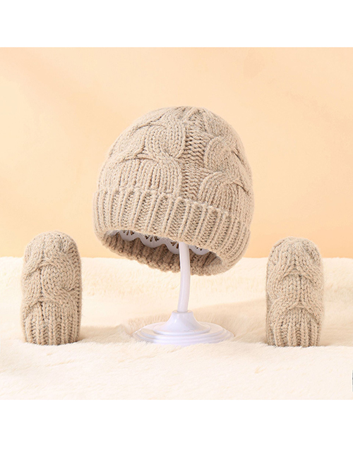 Fashion White Wool Knitted Wool Ball Hood All-inclusive Glove Set