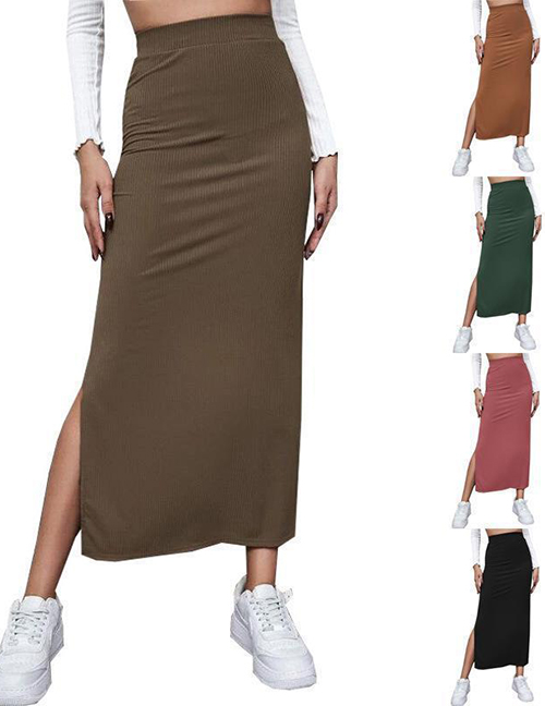 Fashion Black Polyester Solid Color Slit Skirt