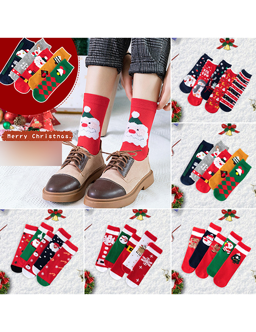 Fashion 18# Cotton Christmas Print Socks