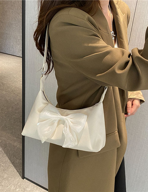 Fashion Khaki Pu Bow Large Capacity Shoulder Bag