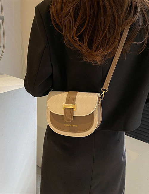 Fashion Khaki Pu Rhombus Flap Crossbody Bag