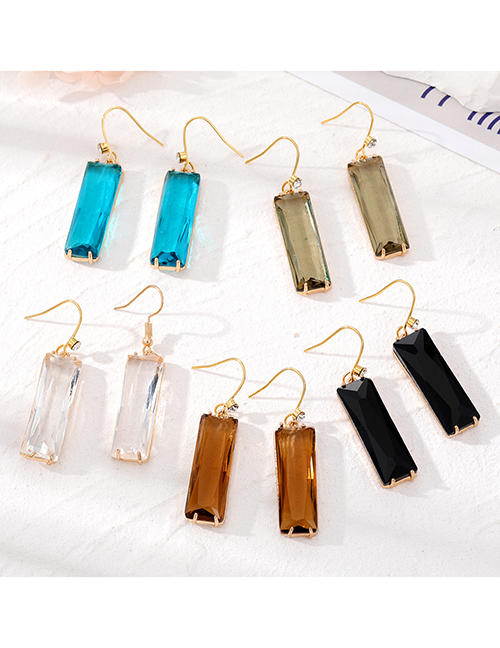Fashion Transparent Rectangular Crystal Alloy Earrings