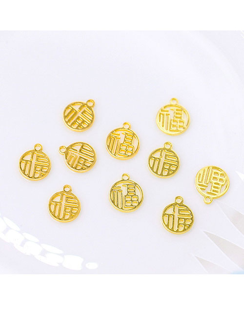 Fashion 14 Real Gold Blessing Characters 11mm (10 Batches) Copper Gold Plated Hollow Blessed Character Diy Jewelry Accessories