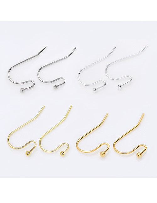 Fashion Champagne Kc Real Gold (100 Batches) Brass Gold Plated Ball S-shaped Ear Hook Jewelry Accessories