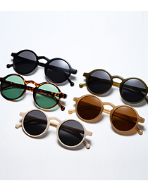 Fashion C05 Beige Round Small Frame Rice Nail Sunglasses
